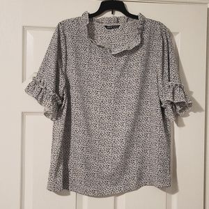 SHEIN Blouse Black & White Animal Print Size Large